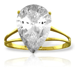 5 Carat 14K Solid Yellow Gold Ring Natural White Topaz