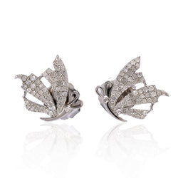 0.7ct Pave Diamond Butterfly Stud Earrings 18kt Gold 925 Sterling Silver Jewelry