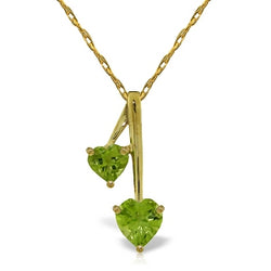 1.4 Carat 14K Solid Yellow Gold Hearts Necklace Natural Peridot