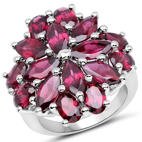 9.20 Carat Genuine Rhodolite .925 Sterling Silver Ring