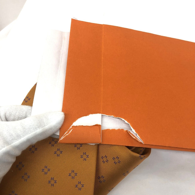 HERMES Hermes Necktie Regular Tie H Flower Motif 759043T Orange Color Purple Silk Mens