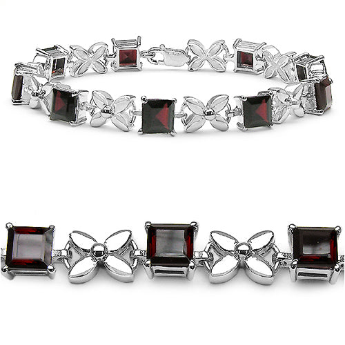 11.20 Carat Genuine Garnet Sterling Silver Bracelet