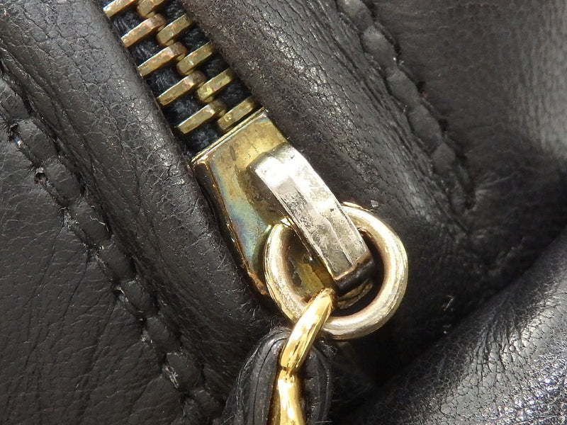 Chanel Shoulder Bag Matrasse Ladies Black Leather Coco Mark Tassel