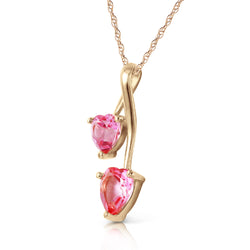 1.4 Carat 14K Solid Yellow Gold Hearts Necklace Natural Pink Topaz