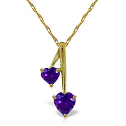 1.4 Carat 14K Solid Yellow Gold Hearts Necklace Natural Purple Amethyst