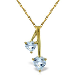 1.4 Carat 14K Solid Yellow Gold Hearts Necklace Natural Aquamarine