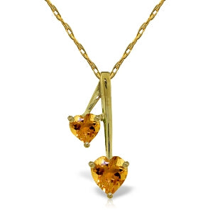 1.4 Carat 14K Solid Yellow Gold Hearts Necklace Natural Citrine