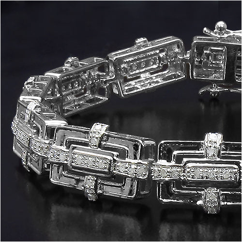 14K White Gold Plated 0.96 Carat Genuine White Diamond .925 Sterling Silver Bracelet