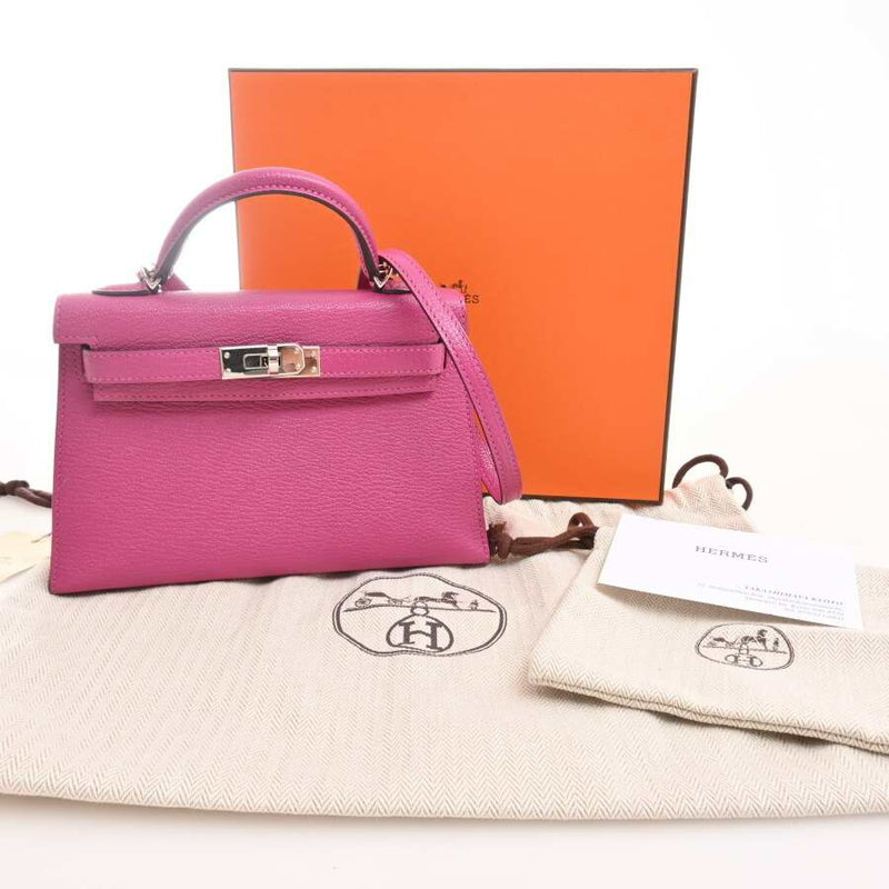 Hermes Kelly Womens Chevre Leather Shoulder Bag Purple