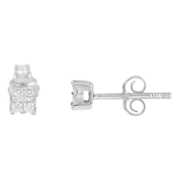 Sterling Silver Princess-Cut Composite Diamond Stud Earring (1/4 cttw I-J Color I3 Clarity)