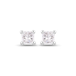 0.11 Carat Genuine White Diamond 14K White Gold Earrings