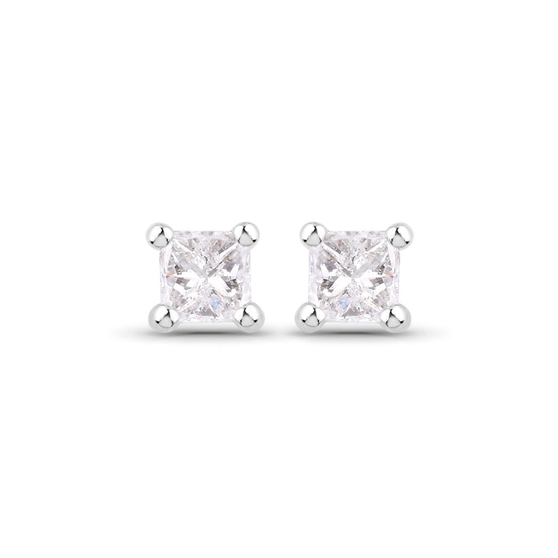 0.11 Carat Genuine White Diamond 14K White Gold Earrings