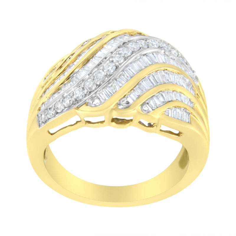 14K Yellow and White Gold 1 ct TDW Diamond Bypass Ring (H-ISI1-SI2)