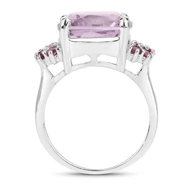 5.90 Carat Genuine Pink Amethyst and Rhodolite .925 Sterling Silver Ring