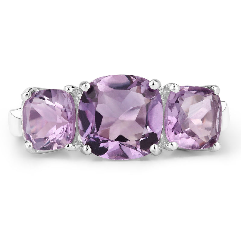 3.29 Carat Genuine Amethyst and White Topaz .925 Sterling Silver Ring