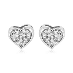 Sterling Silver Heart Earrings with Cubic Zirconias