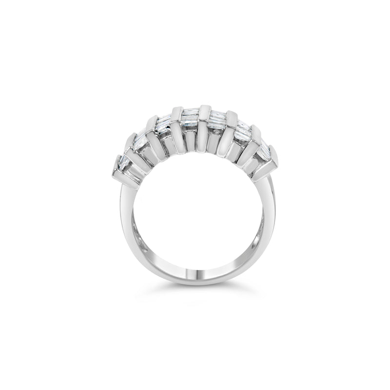 .925 Sterling Silver 1.0 Cttw Baguette Cut Diamond Vertical Channel Fluted Multi-Row Unisex Fashion Wedding Ring (H-I Color, I1-I2 Clarity) - Size 6-3/4