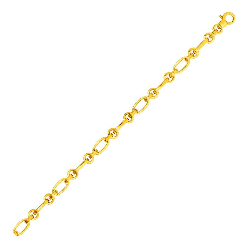 Bracelet with Alternating Round and Oval Links in 14k Yellow Gold