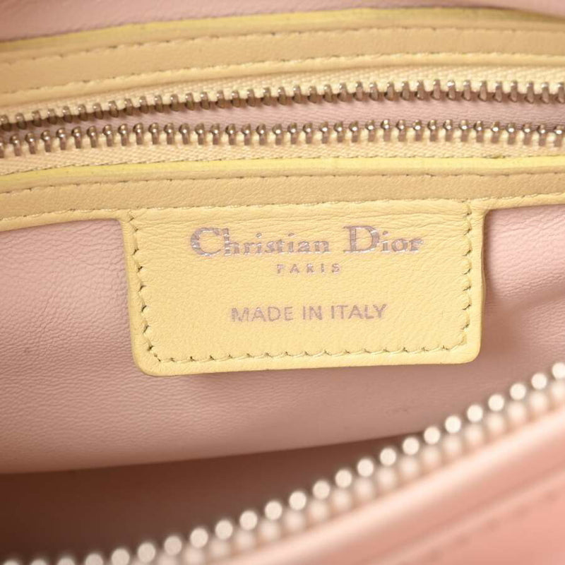 Christian Dior Leather Lady Cannage 2WAY Handbag Tricolor Multicolor