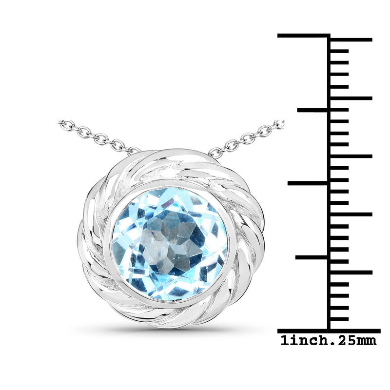 4.00 Carat Genuine Blue Topaz .925 Sterling Silver Pendant