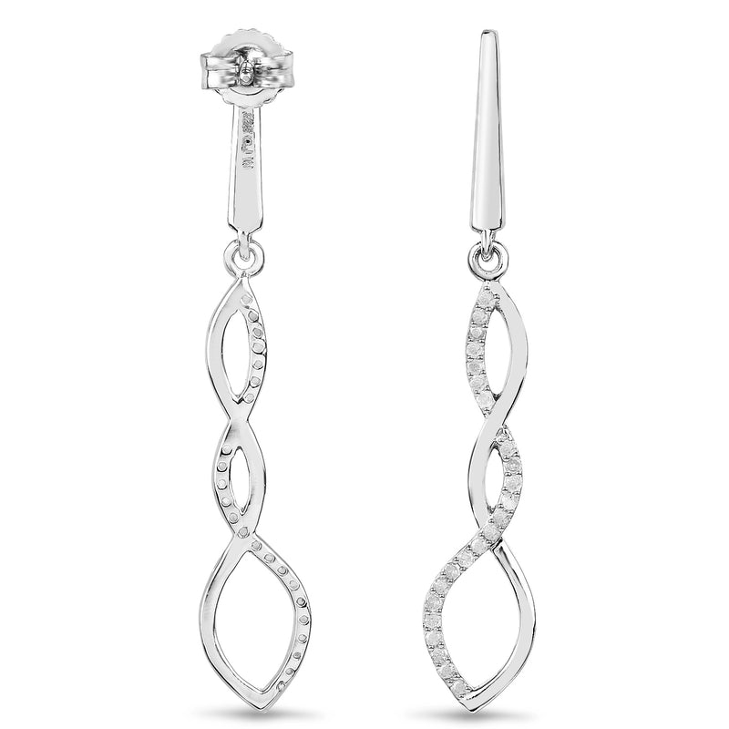 0.41 Carat Genuine White Diamond .925 Sterling Silver Earrings