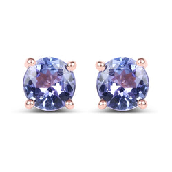 14K Rose Gold Plated 0.94 Carat Genuine Tanzanite .925 Sterling Silver Earrings