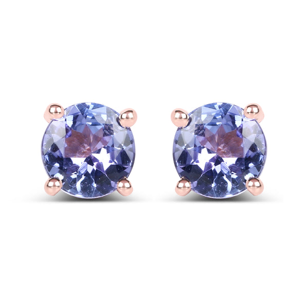 14K Rose Gold Plated 0.94 Carat Genuine Tanzanite .925 Sterling Silver Earrings