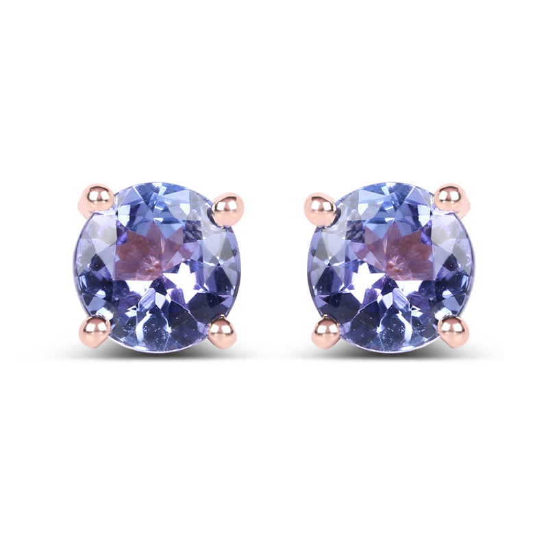 14K Rose Gold Plated 0.94 Carat Genuine Tanzanite .925 Sterling Silver Earrings