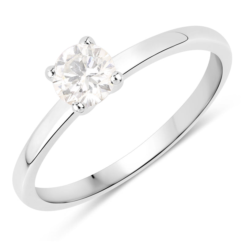 0.40 Carat Genuine White Diamond 14K White Gold Ring