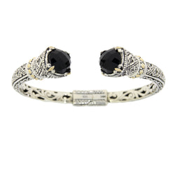 Genuine Onyx Cuff Bracelet Sterling Silver 18KT Gold