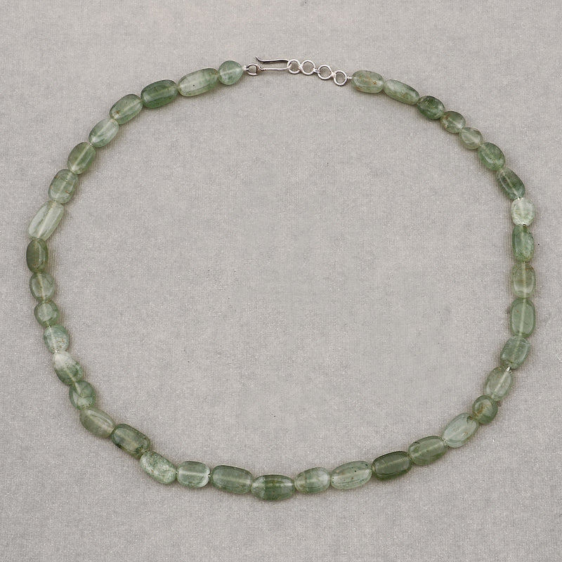 Green Jade Beaded Necklace, Natural Green Jade Beads Necklace for Women in Sterling Silver, Beaded Raw Gemstone Necklace