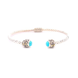 Turquoise Bangle Bracelet Sterling Silver 18KT Gold