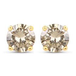 1.11 Carat Genuine TTLB Diamond 14K Yellow Gold Earrings