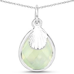 3.78 Carat Genuine Prehnite .925 Sterling Silver Pendant