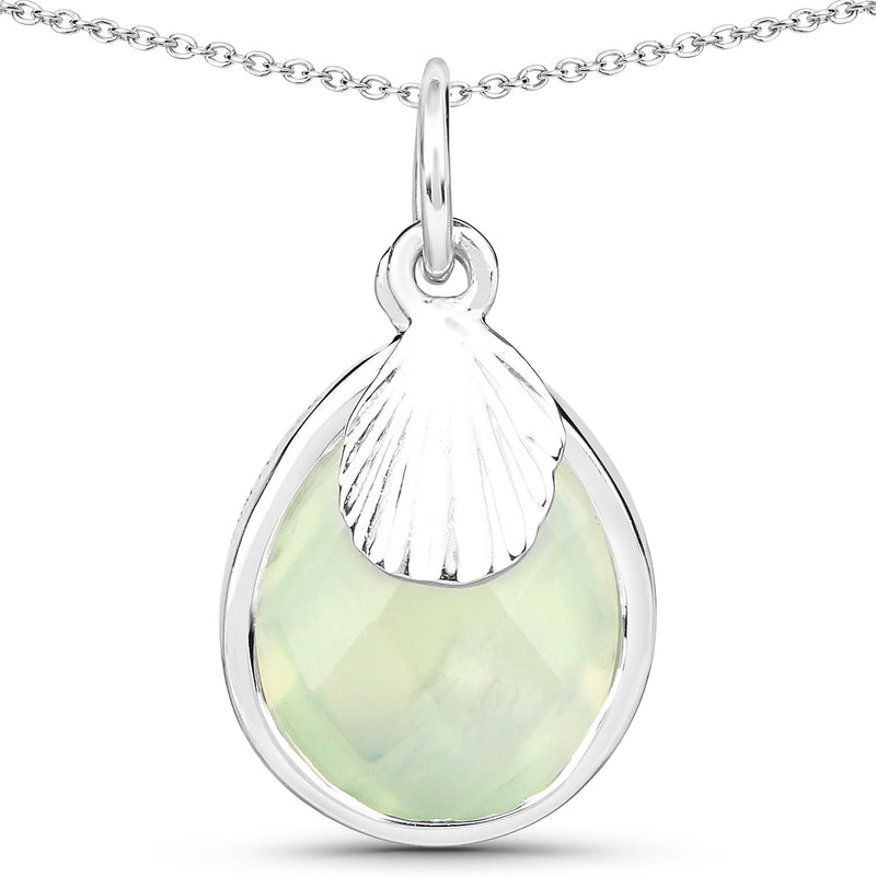 3.78 Carat Genuine Prehnite .925 Sterling Silver Pendant