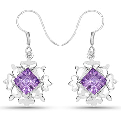 4.97 Carat Genuine Amethyst .925 Sterling Silver Earrings