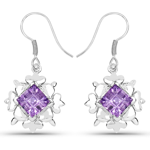 4.97 Carat Genuine Amethyst .925 Sterling Silver Earrings