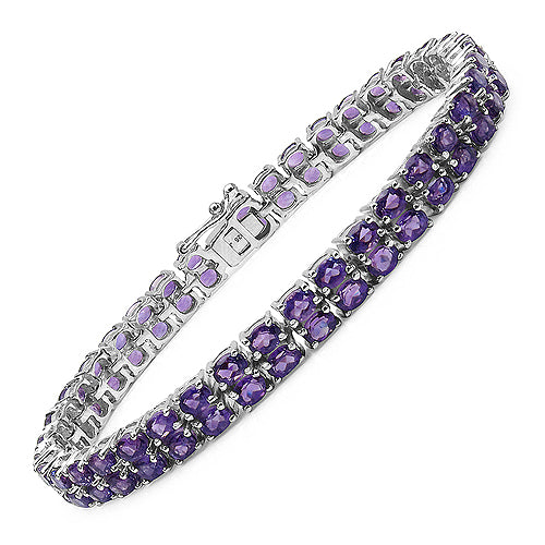 15.20 Carat Genuine Amethyst .925 Sterling Silver Bracelet