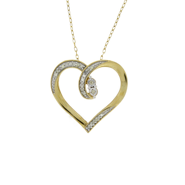 .10ct Diamond Heart Love Pendant Sterling Silver
