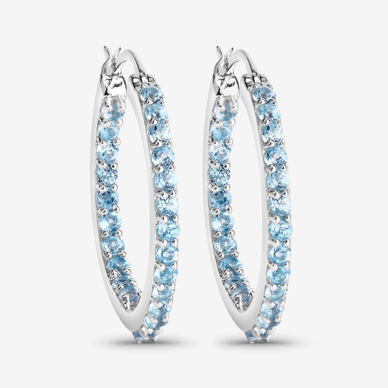 1.73 Carat Genuine Swiss Blue Topaz .925 Sterling Silver Earrings