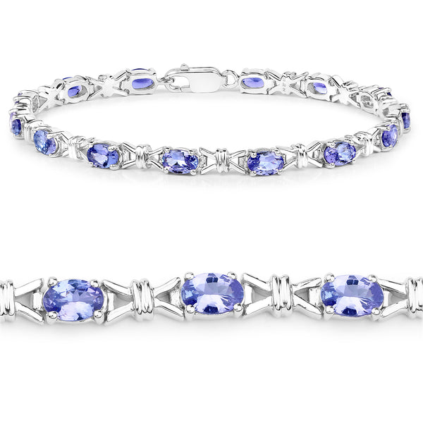 6.16 Carat Genuine Tanzanite .925 Sterling Silver Bracelet