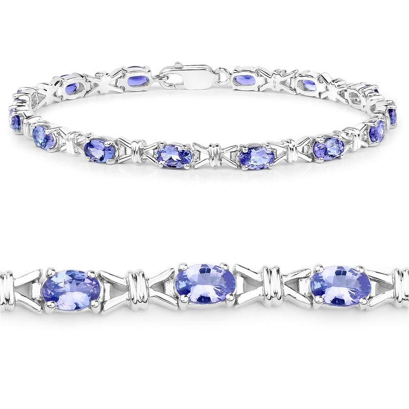 6.16 Carat Genuine Tanzanite .925 Sterling Silver Bracelet