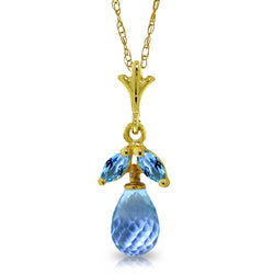 1.7 Carat 14K Solid Yellow Gold Wild Expressions Blue Topaz Necklace