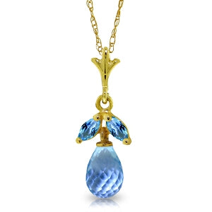 1.7 Carat 14K Solid Yellow Gold Wild Expressions Blue Topaz Necklace