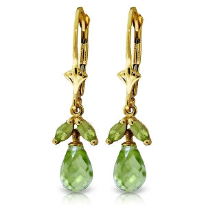 3.4 Carat 14K Solid Yellow Gold True To Life Peridot Earrings