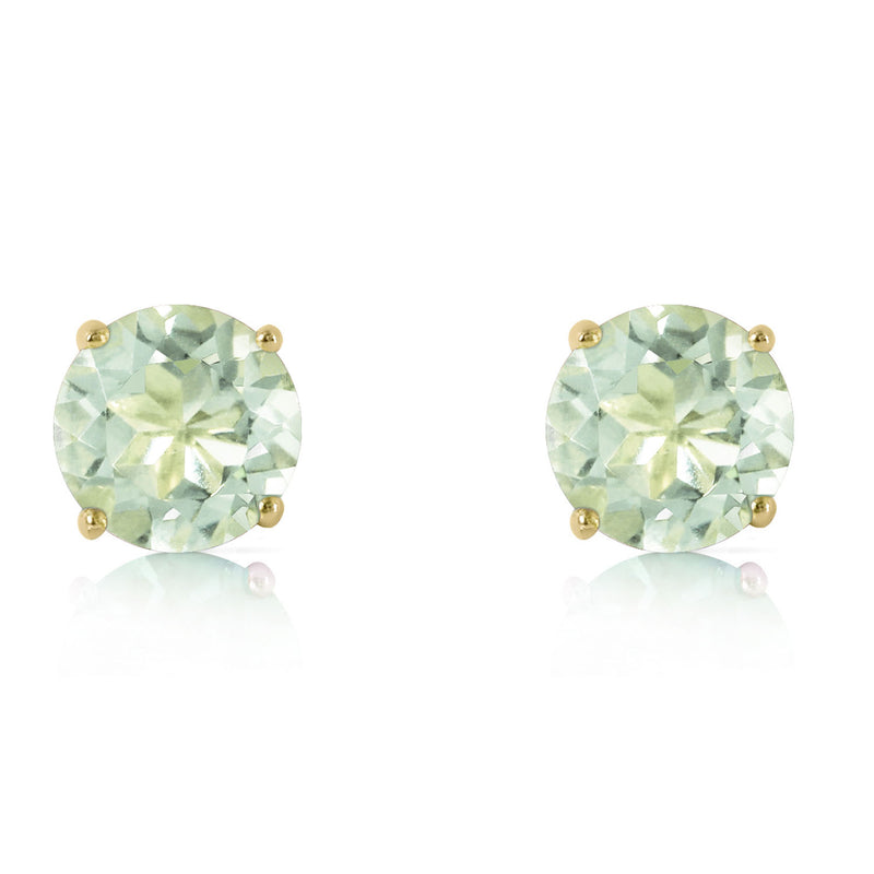 3.1 Carat 14K Solid Yellow Gold Stud Earrings Natural Green Amethyst
