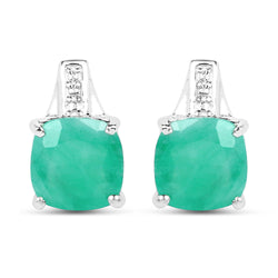 3.20 Carat Genuine Emerald Sterling Silver Earrings