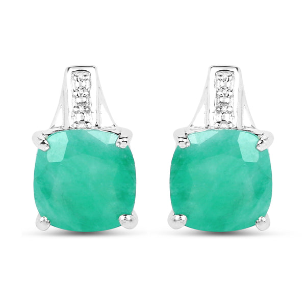 3.20 Carat Genuine Emerald Sterling Silver Earrings