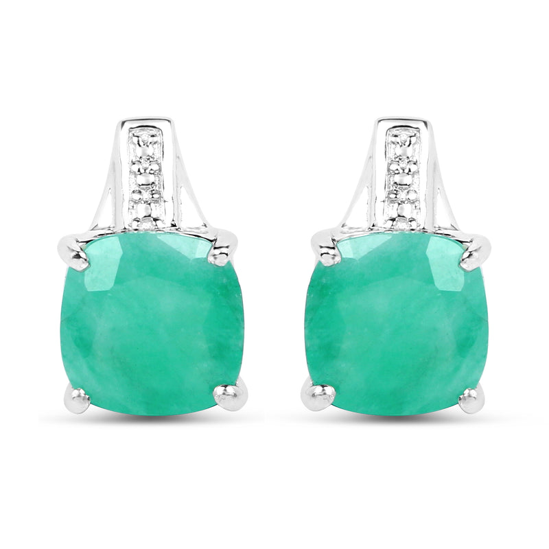 3.20 Carat Genuine Emerald Sterling Silver Earrings