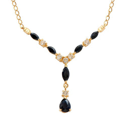 4.10 TW CTS BLACK SAPPHIRE & WHITE TOPAZ 18K GOLD PLATED  DESIGNER NECKALCE SIZE 19 INCHES